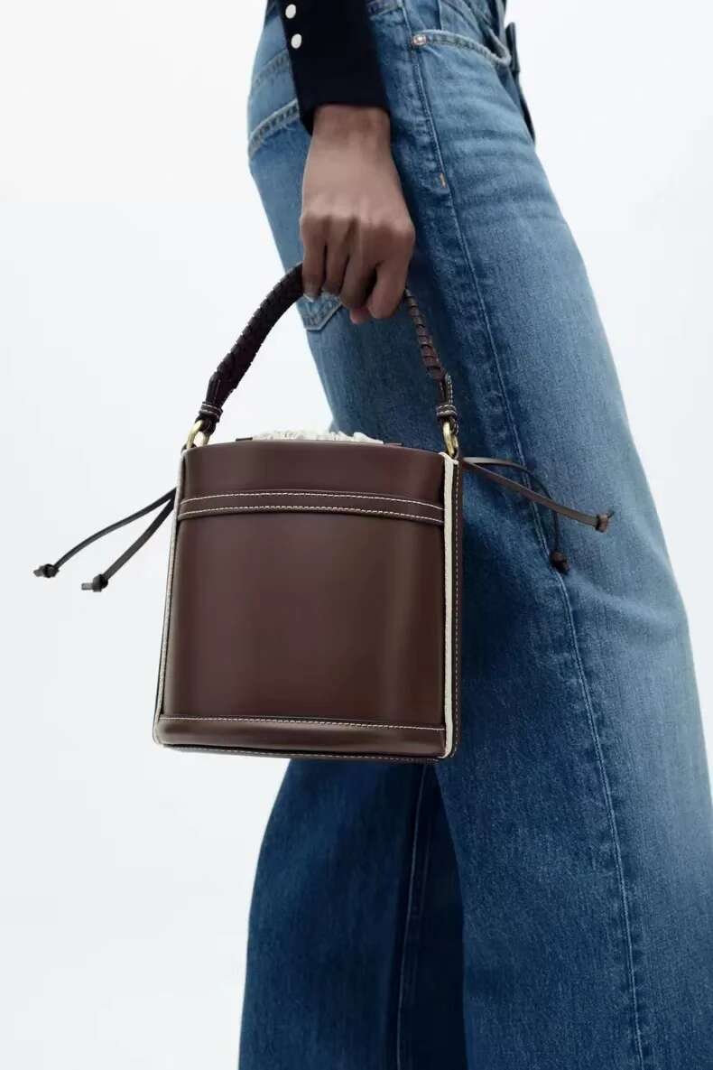 New Female Shoulder Fashion Bucket Handheld Bag Women's PU Leather Leisure Outdoor Crossbody Bags