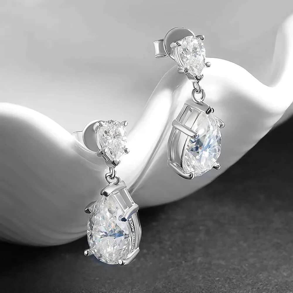 7 Carat Luxury Pear Cut Full Moissnite Drop Earrings for Women S925 Silver Water Drop Diamond Earring with GRA Certificates