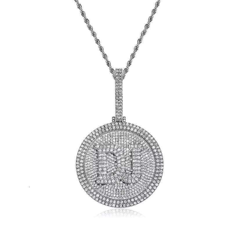 Hip hop gold-plated chilled zircon silica name double letter necklace pendant