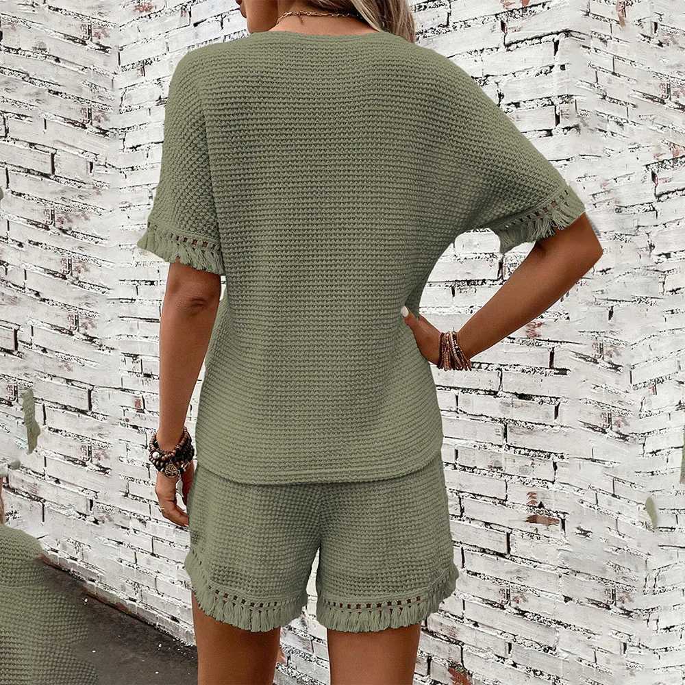 Casual Short Clothing Womens 2-piece Summer Clothing 2024 Fashion Womens Loose Top and Shirt Set Street Clothing New T-shirt Pants SetXJ250414