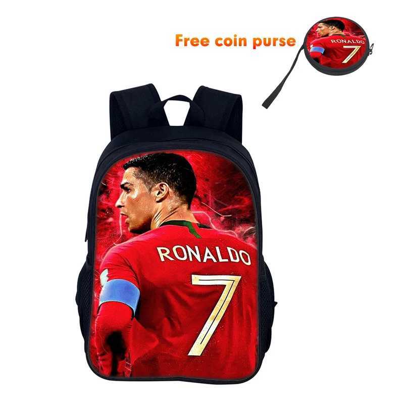 Ronaldo School Backpack Bag Sport School Bag CR Backpack Mochila Football Star Student Back Pack Bag for Boys Girls Best GiftW251113