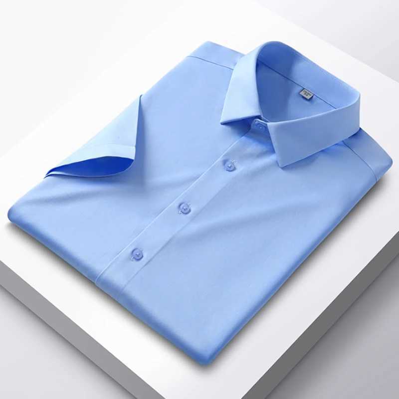 6X Mens Short Sleeve Summer New Ice Silk Ice Feeling High Quality Large Size Ironless Business and Leisure W250414