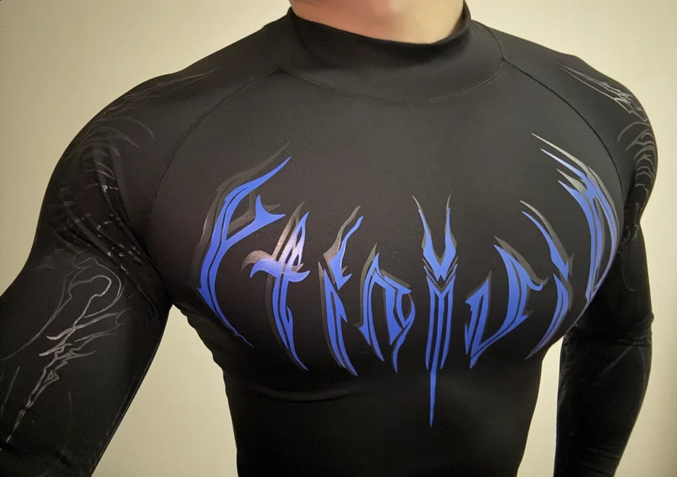 Breathedivity compression shirt short sleeved 2025 top muscle gym fitness black body shape display figure 250411