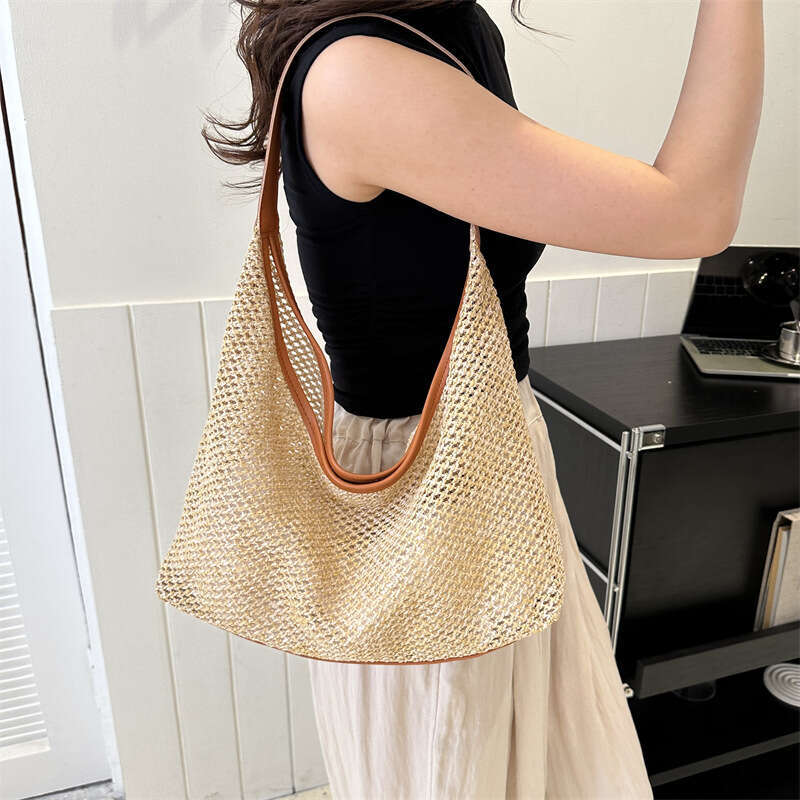 Handmade Beach Bag Grass Large Capacity Fashionable Leisure Popular In Summer 2024, Korean Version Woven Single Shoulder Underarm Bag, Tote Bag Kq2