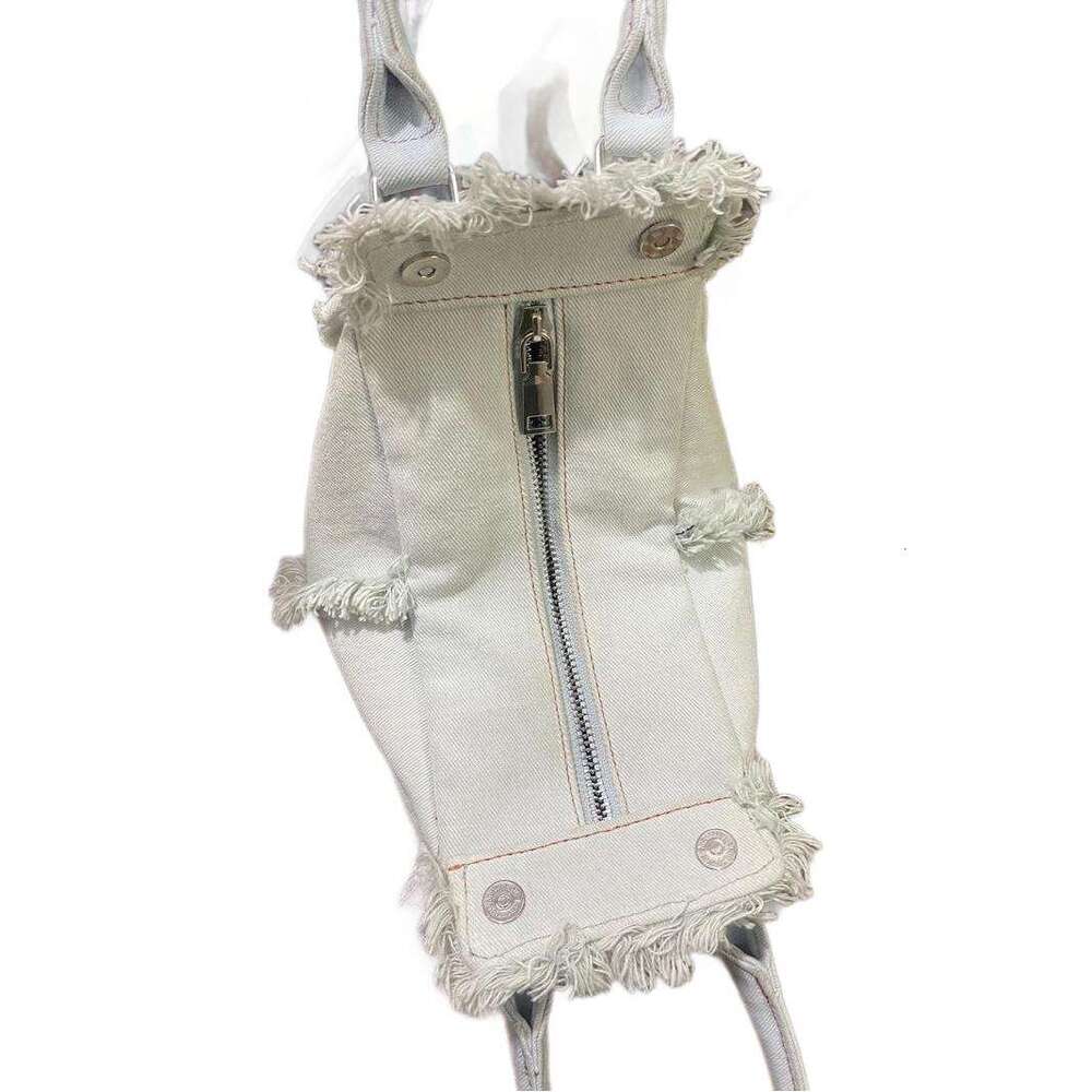 Women's Bags Bag D, Handheld, Personalized, Versatile, Canvas, Broken Hole, Washed Cowboy