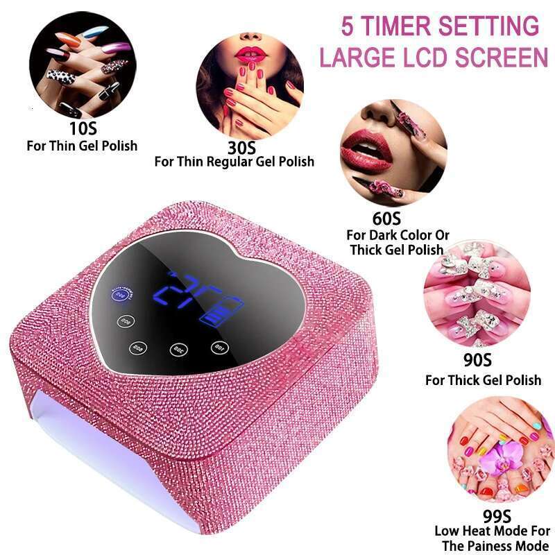 Rhie Lamp 72W Cordless Rechargeable Dryer Lampara De Unas Gel Nail Polish UV Light With Touch Screen Control