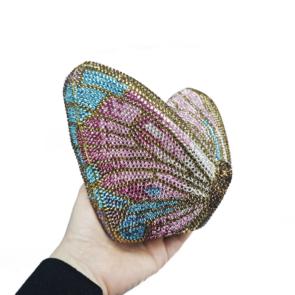 XIYUAN Butterfly Shaped Crystal Evening Bags Women Sparkling Rhinestone Clutch Purse Wedding Party Bridal Handbag Diamond 251106