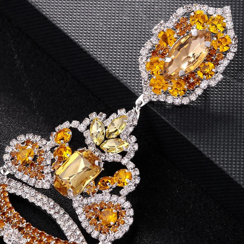 Stonefans Yellow Exaggerated Tassel Earrings Women Halloween Metal Piercing Club Bling Ear Accesories Jewelry Dance 250411