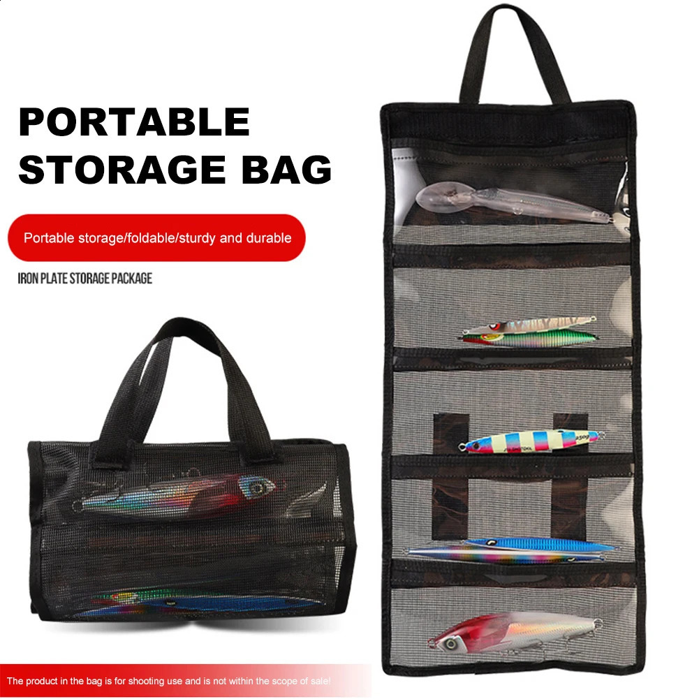 Portable fishing bag dust net folding bead hook holder wearresistant large capacity gear accessories 250410