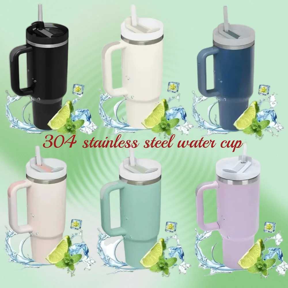 Large capacity 1200ML 304 stainless steel insulated water bottle insulated coffee cart cup hot and cold cups straw with handle C251114