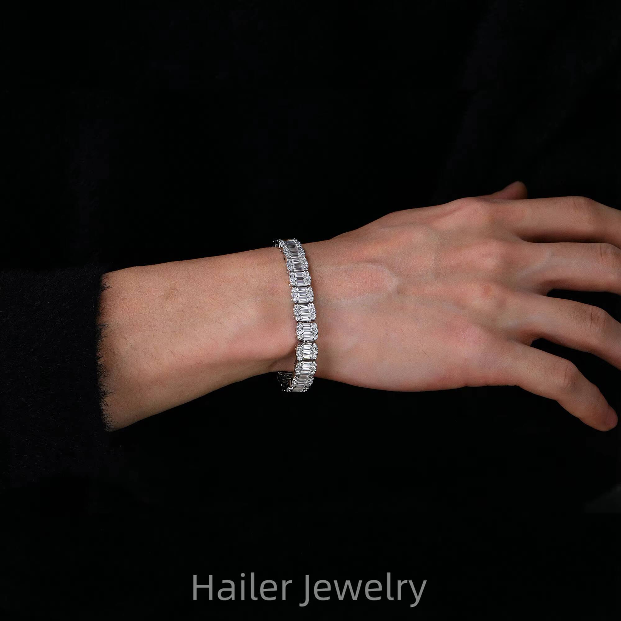 Hip Hop Cuban Jewelry for Men Iced Out Silver 925 Bracelets Men Moissanite Bracelet Men