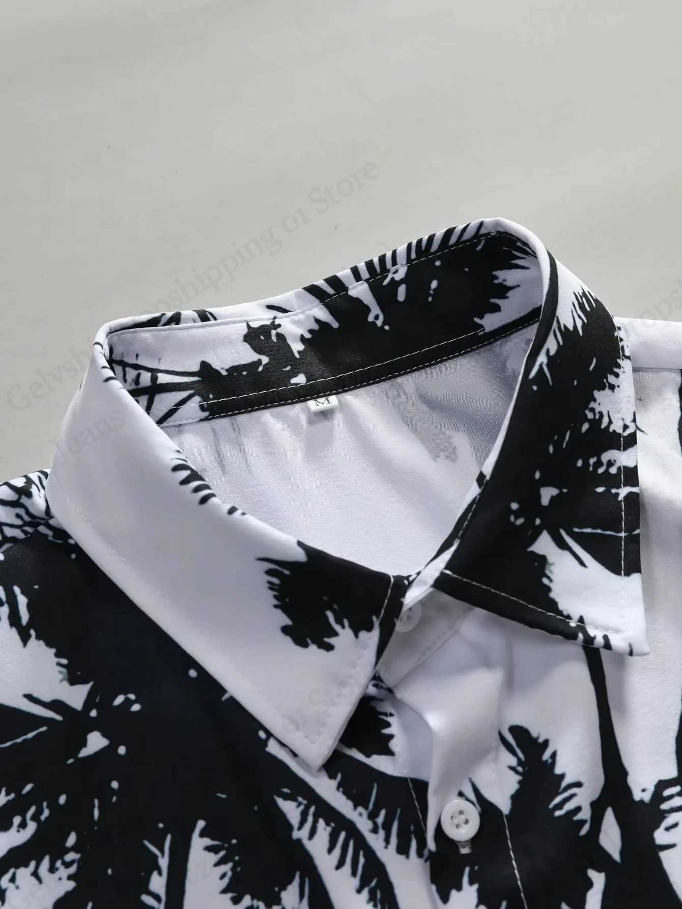 Mens casual loose Hawaiian shirt mens 3D printed floral plant beach shirt womens fashionable short sleeved shirt mens W250414