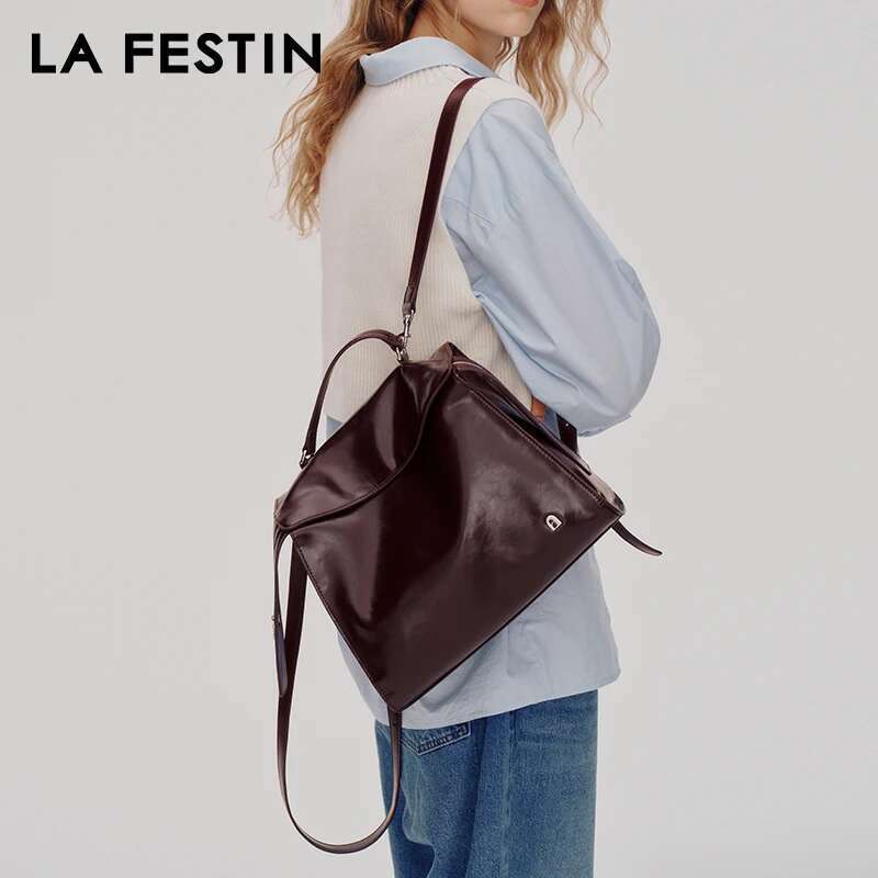 LA FESTIN Women's Bag 2024 New Backpack Shoulder Bags Tote School Large Capacity Leather Ladies Brand Bag