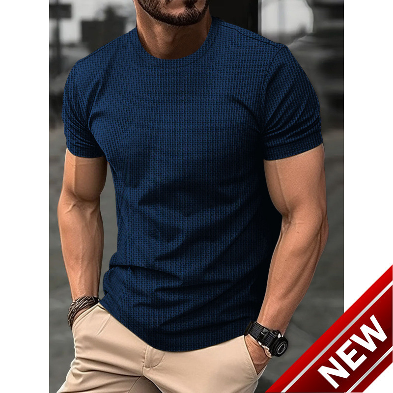 2025 high-end mesh ice silk short sleeved T-shirt mens round neck summer solid color new nylon sliding T-shirt