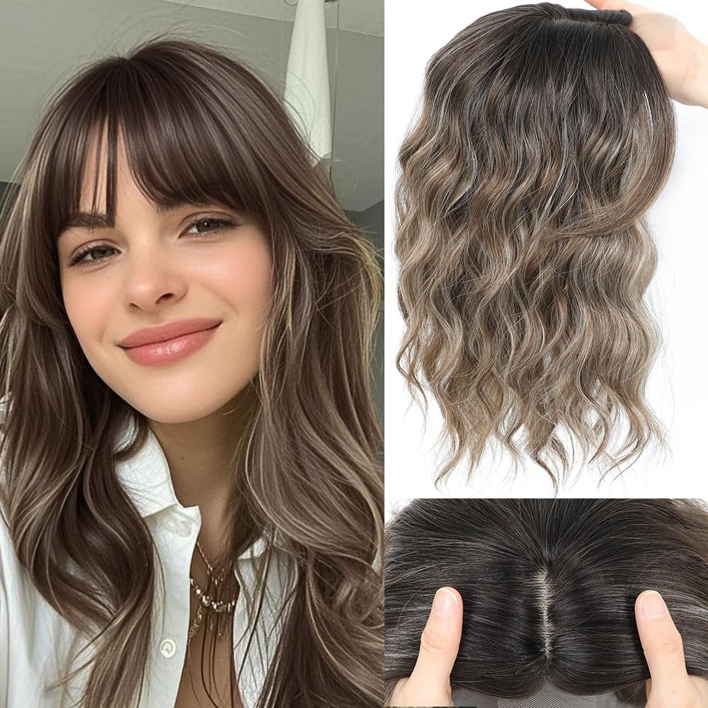 Cross-border French-style air bangs wig for women Summer coverage for gray hair Top hair replacement Invisible realistic hairpiece