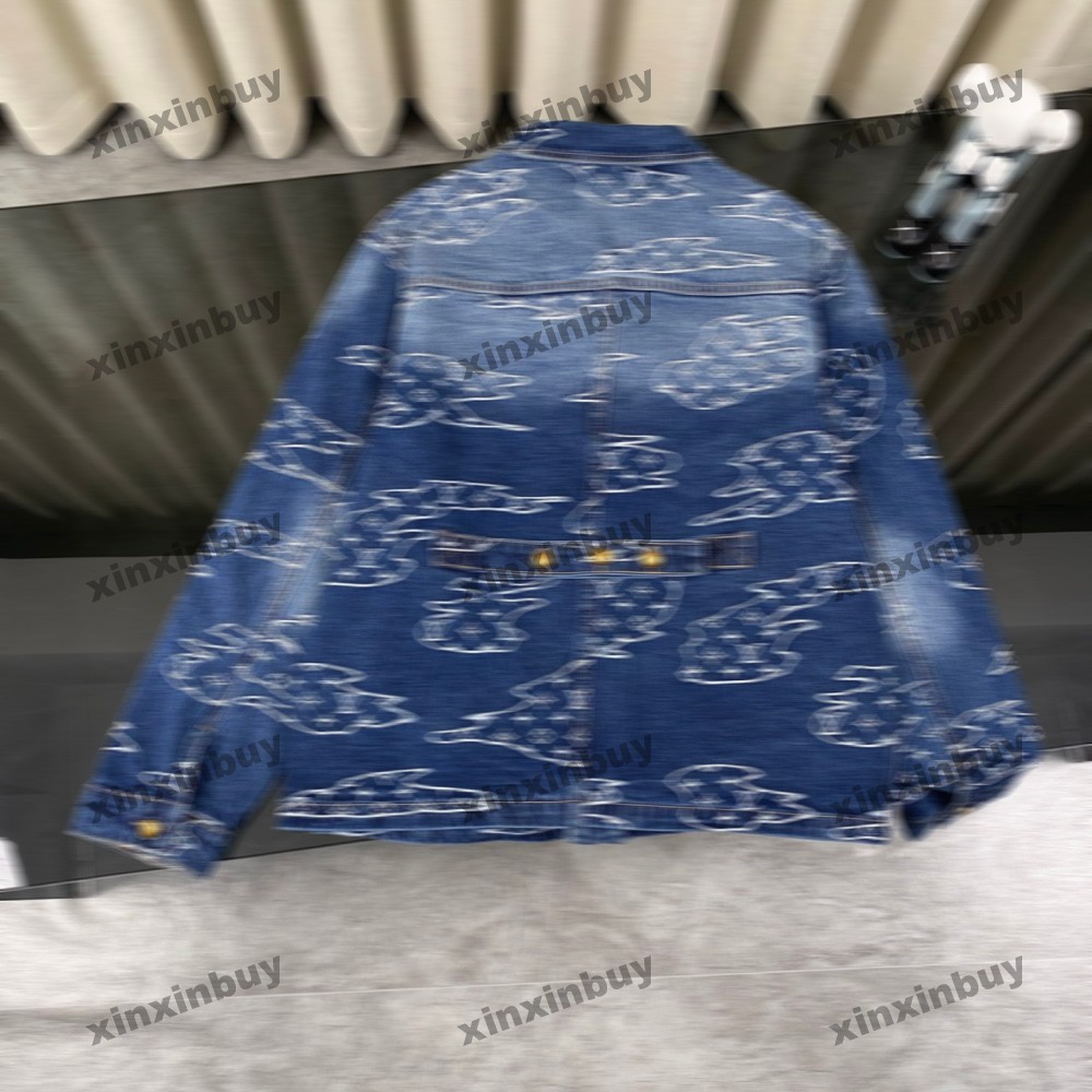 xinxinbuy Men designers coats jacket 2025ss cloud letter jacquard fabric zipper denim streetwear Outerwear long sleeve Windbreaker black white blue red S-4XL