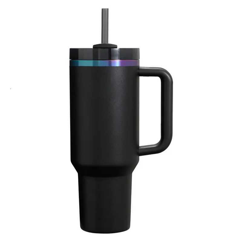 40oz Insulated Tumbler With Lid and Straws Large Capacity Stainless Steel Car Mug With Handle Vacuum Leak Proof Coffee Cup New C251114