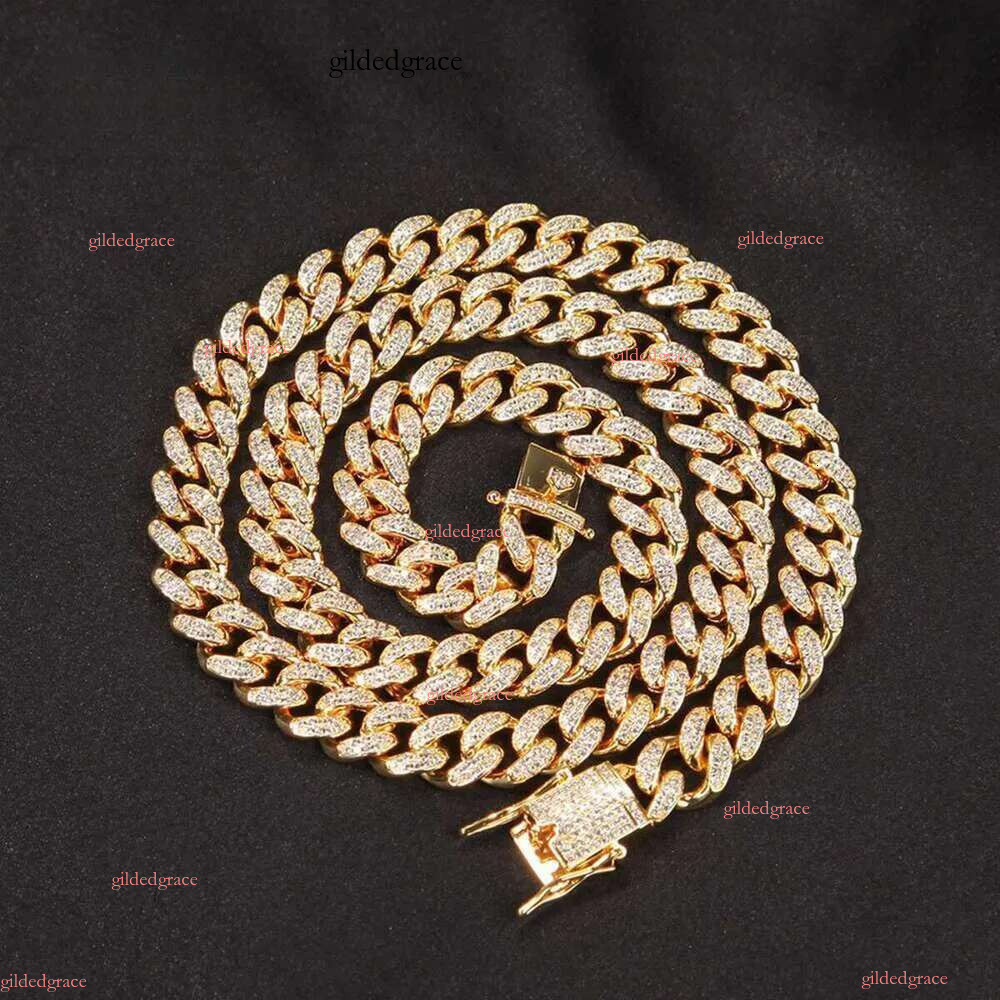 Custom Miami Cuban k Chain 14k Real Gold Plated Iced Out Moissanite Necklace Sier Hip Hop Mossanite Jewelry for Men N12