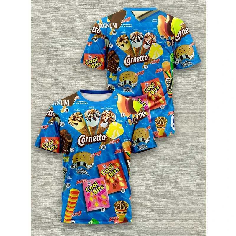 Mens T-shirt 3D printed casual Sumerian ice cream O-neck T-shirt oversized short sleeved T-shirt sports shirt mens clothing top W250414