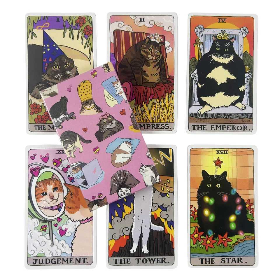 1pc Cat Tarot Cards Fate Divination 22pcs Oracle Cards ParTY Entertainment Board Game Cards C251114