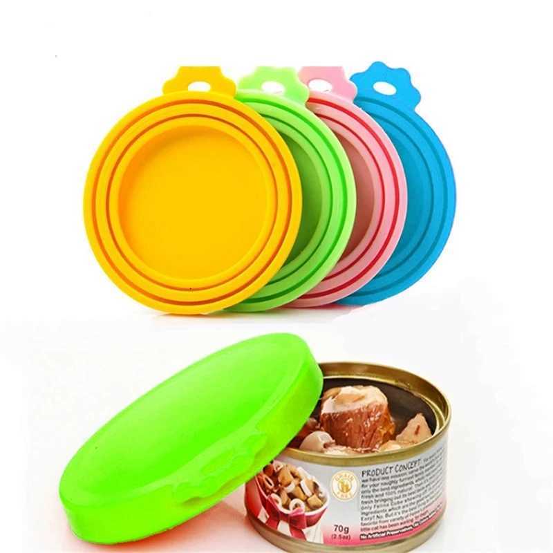 New 2PCS Reusable Pet Food Can Cover Silicone Dogs Cats Storage Tin Cap Lid Seal Cover with SpoonM251114