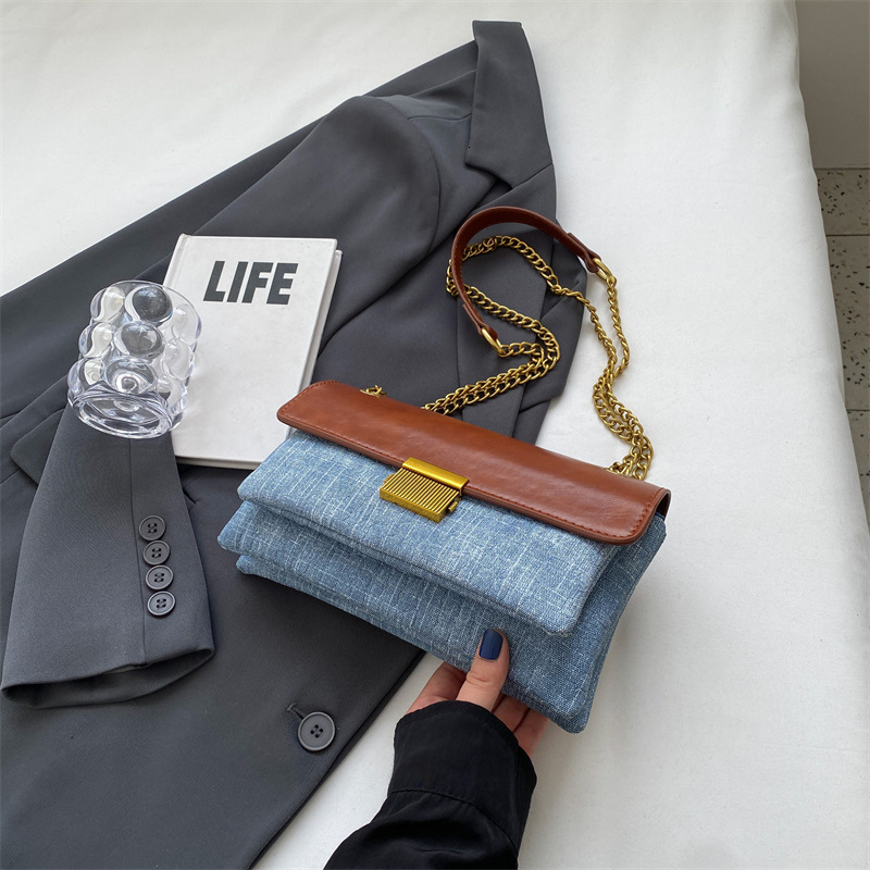 Niche Design Armpit For Women New Korean Retro Contrast Color Chain Shoulder Crossbody Women's Trendy Bag