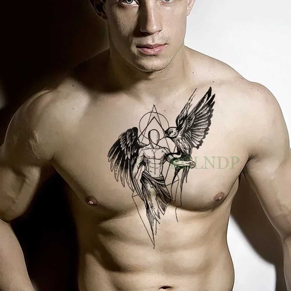 Waterproof Temporary Tattoo Stickers Cool Eagle Wing Angel Fake Flash Tattoo Lucifer Abdominal Arm Tattoo Girl ManXJ25414