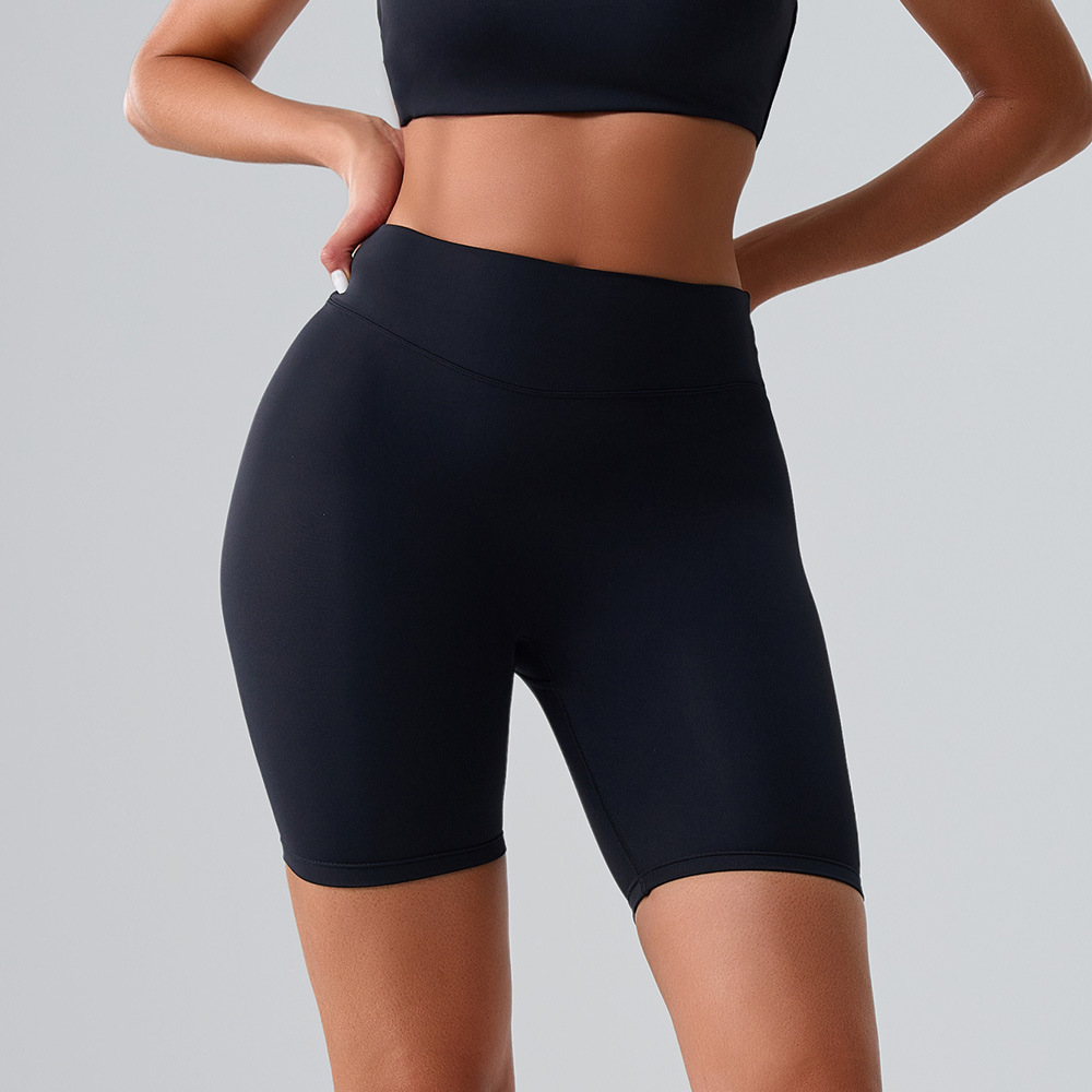 New Cloud Inspired Yoga Women Sandblasted Tight Fitting Elastic Sporty Peach Hip Lifting Solid Color Fiess Shorts