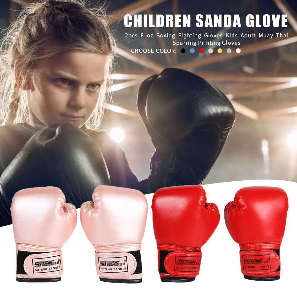 2pcs Boxing Training Fighting Gloves PU Leather Kids Breathable Muay Thai Sparring Punching Karate Kickboxing Professional Glove L251114