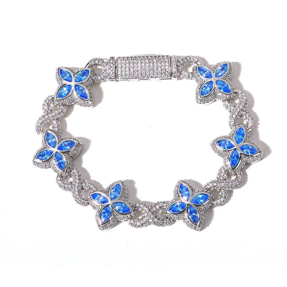 Factory Wholesale Hip Hop 8mm Fine Luxury Jewelry Marquise Cut Moissanite Bracelet Women Men 925 Sterling Silver Charm Bracelets