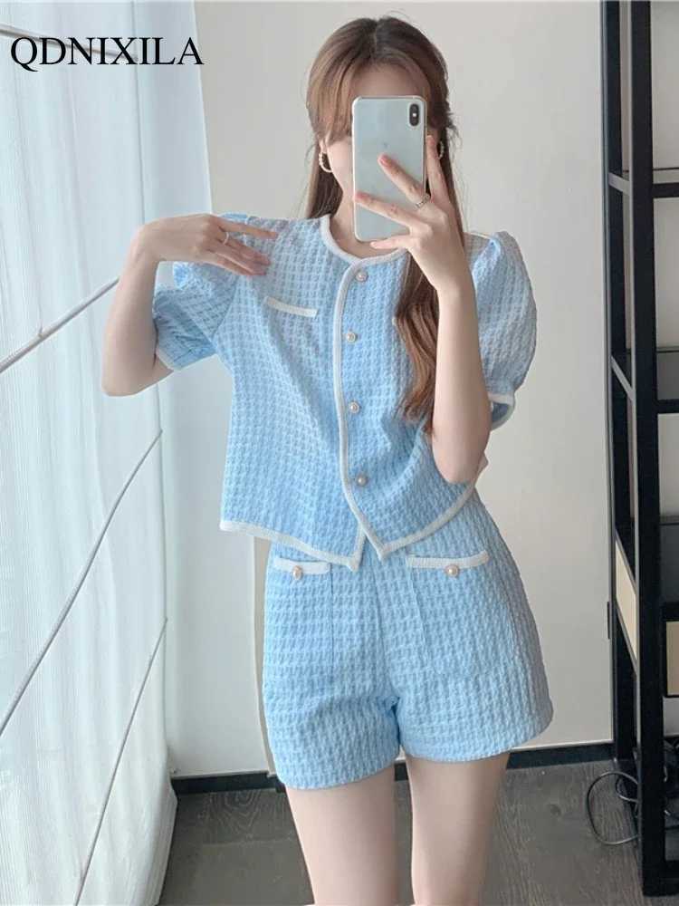 2024 Summer Womens Shorts Set Korean Fashion Shorts Sve Top and Shorts 2-piece Set Womens Shorts SetXJ250414