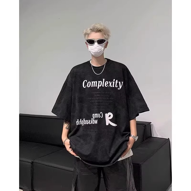 New Short Sleeve T-shirt For Men Summer Designer T-shirt Tie-dye American High Street Five-quarter Sleeve Trendy Hip-hop Half Sleeve Trend