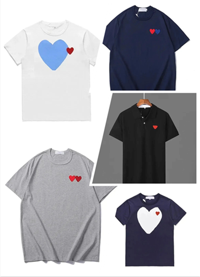 Luxury Designer PLAY Mens T shirts Red Heart Fashion Embroidered Casual T-shirt Cotton Printed Short Sleeve Women High Quanlity Tshirts Summer Asian Size