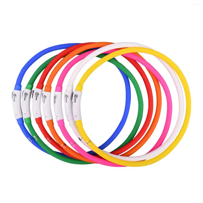 Update Light Pet Round Charging Dog Collar Usb Rechargeable Luminous Silicone Waterproof Led Convenient And Practical