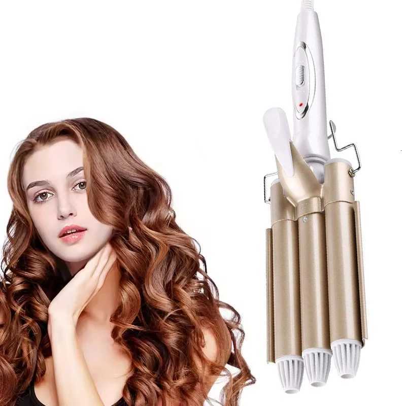 Dual Voltage 3 Barrel Ceramic Hair Curler Wand Electric Styling Tool PTC Heater LCD Waving Barrel Iron for Household UseT251114