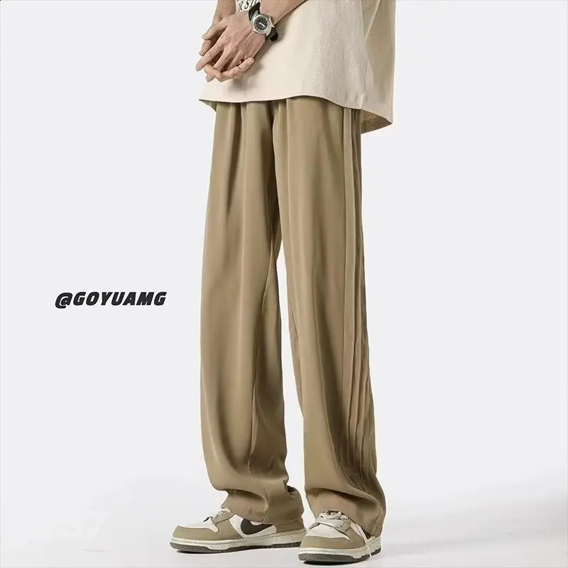 Spring/Summer US Straight Loose Yellow Retro Mens Loose Casual Pants 250410