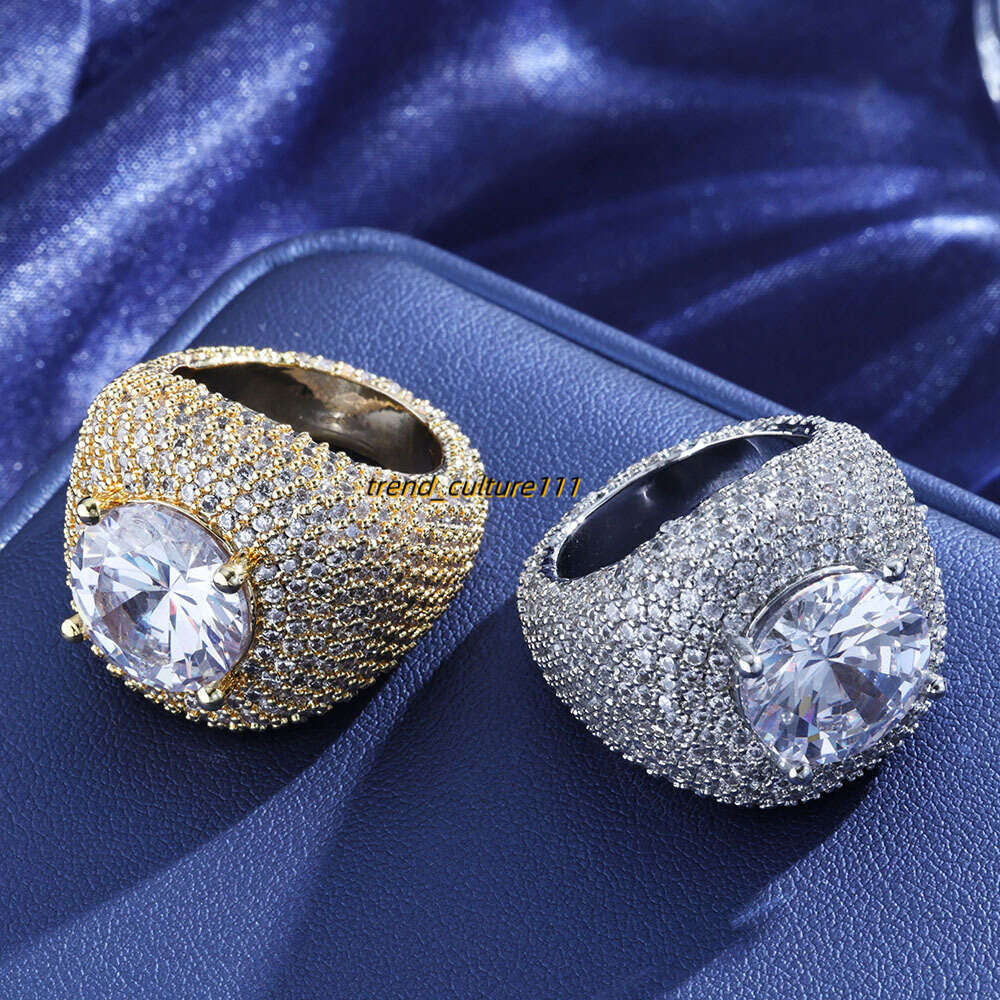 New Pigeon Egg Copper Set with Large Moissanite Hip Hop Full Diamond Trendy Men's Ring