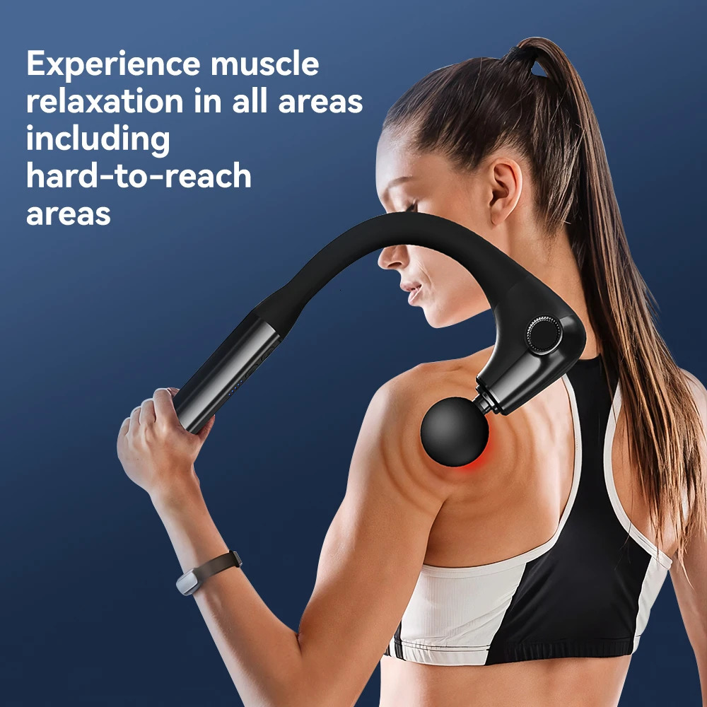 Massage Gun with Extended Handle Revolutionary U-Shaped Back MassagerDeep Relax Body Massager for NeckShoulder Abdomen Leg 250414