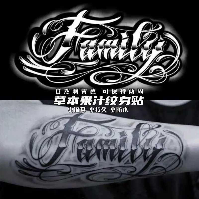 Family Letter Tattoo Stickers Female Arm Temporary Tattoo Punk Art Artificial Tattoo Waterproof TattooXJ25414