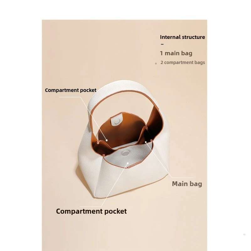 2025 Spring And Summer New Genuine Bucket Soft Leather Portable Large Capacity Fashionable Temperament Women's Bag