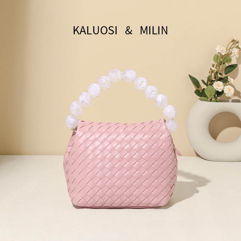 Ryuzhu Lunch Box Bag Women's Retro Fashion PU Leather Woven Bag Designer Crossbody Shoulder Handbag