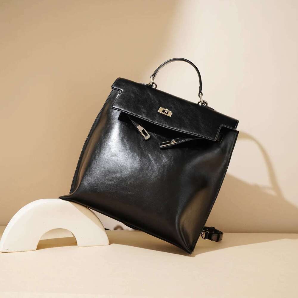 New Style Genuine Women's Handbag Handmade Cow Leather Single Shoulder Sg Backpack Handheld Multi-Functional Bag