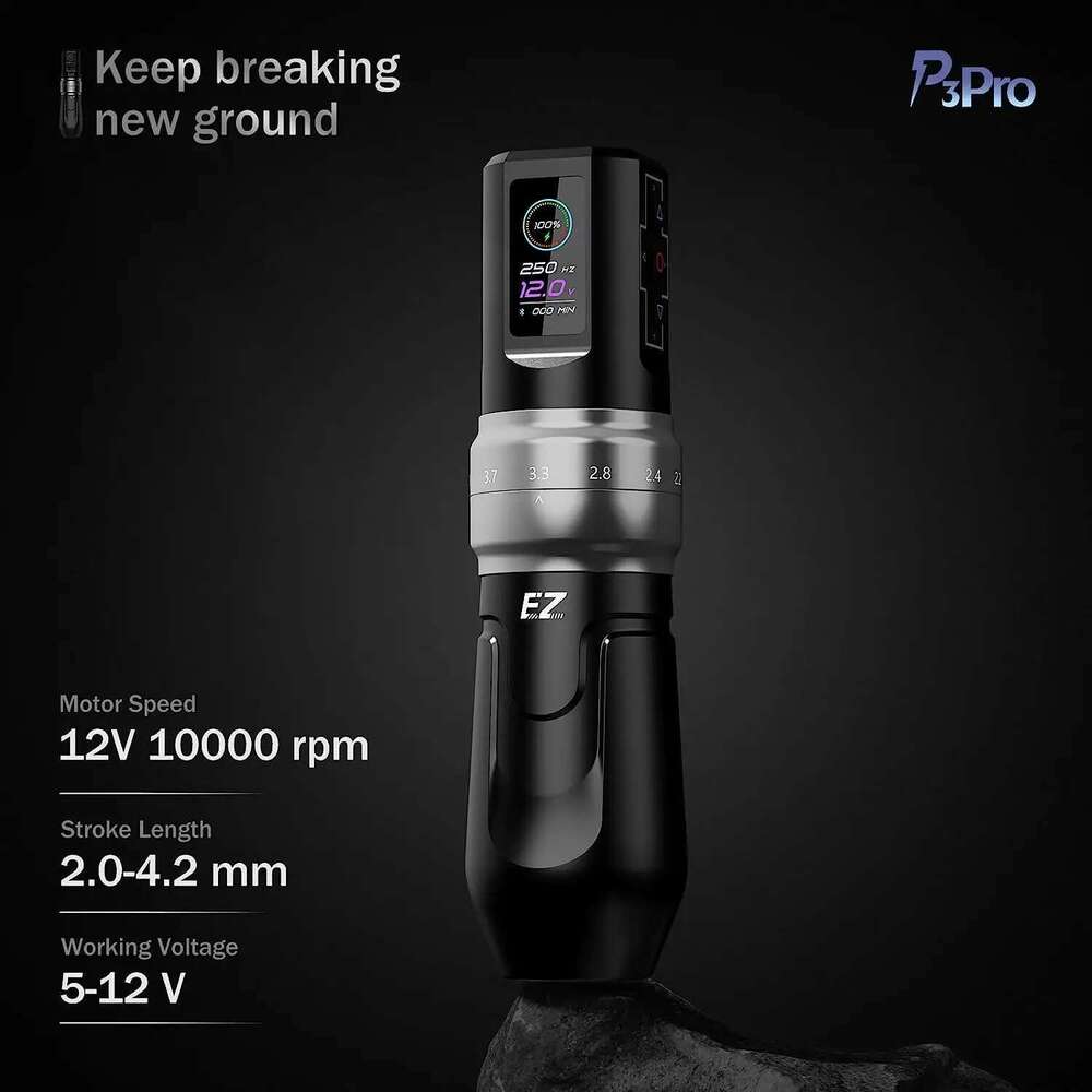 EZ P3 Pro Kit Wireless Battery Hine Adjustable Stroke Length Rotary Tattoo Pen OLED Digital Display Portable Power