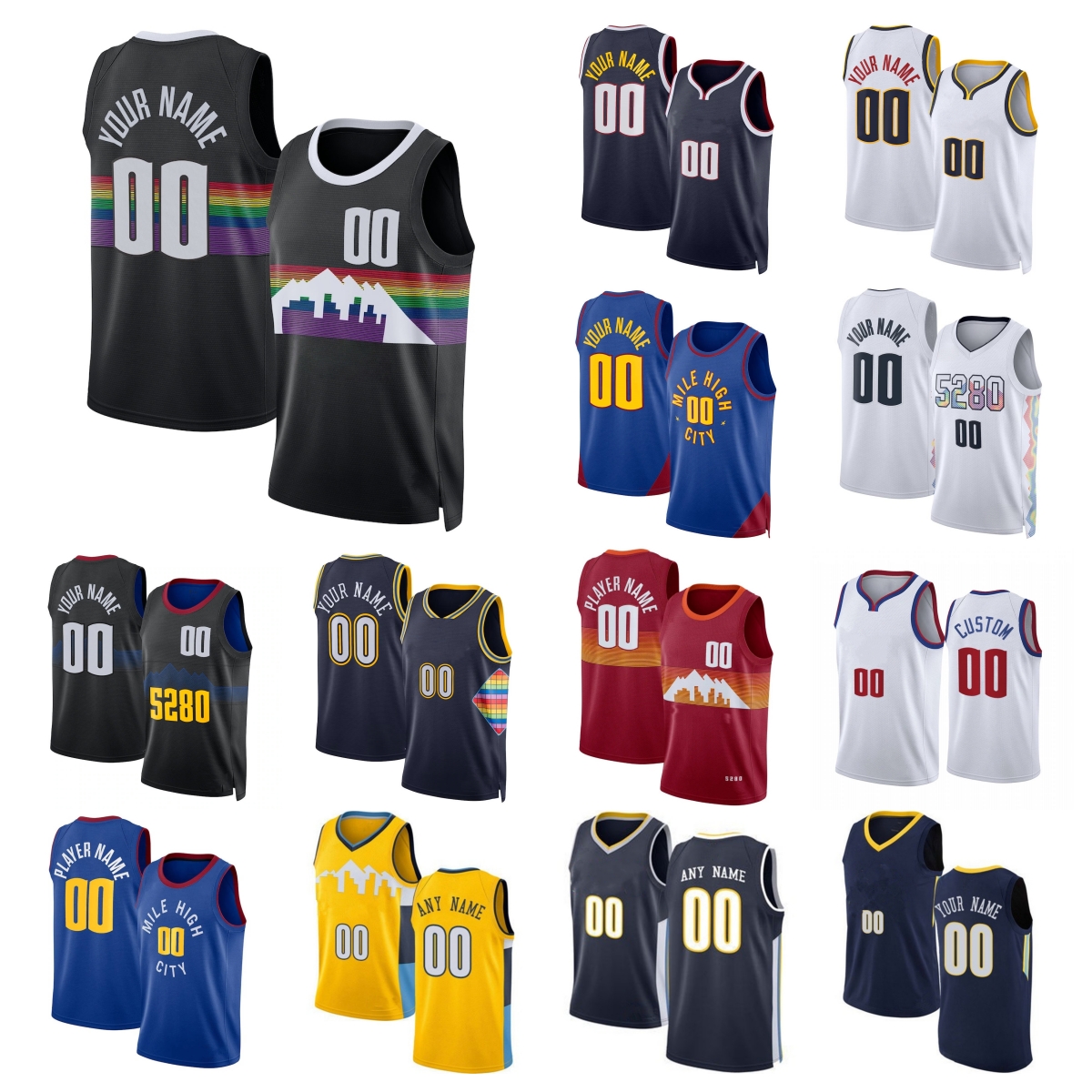 Nikola Jokic Jersey City Basketball Jamal Murray Aaron Gordon Christian Braun Tim Hardaway Jr. Jonas Valanciunas Cameron Johnson Bruce Brown Peyton Watson