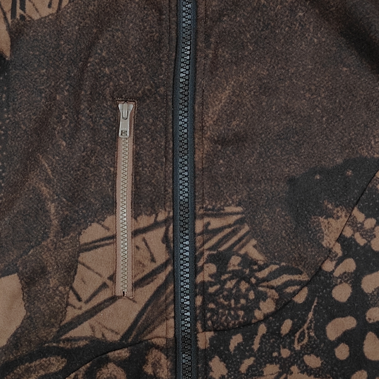 Men's Brown Leopard Fleece Zip-Up Sweatshirt Loose fit Ribbed cuffs Multiple pockets Pullover Long sleeves top for Casual Hip Pop Street Wearing