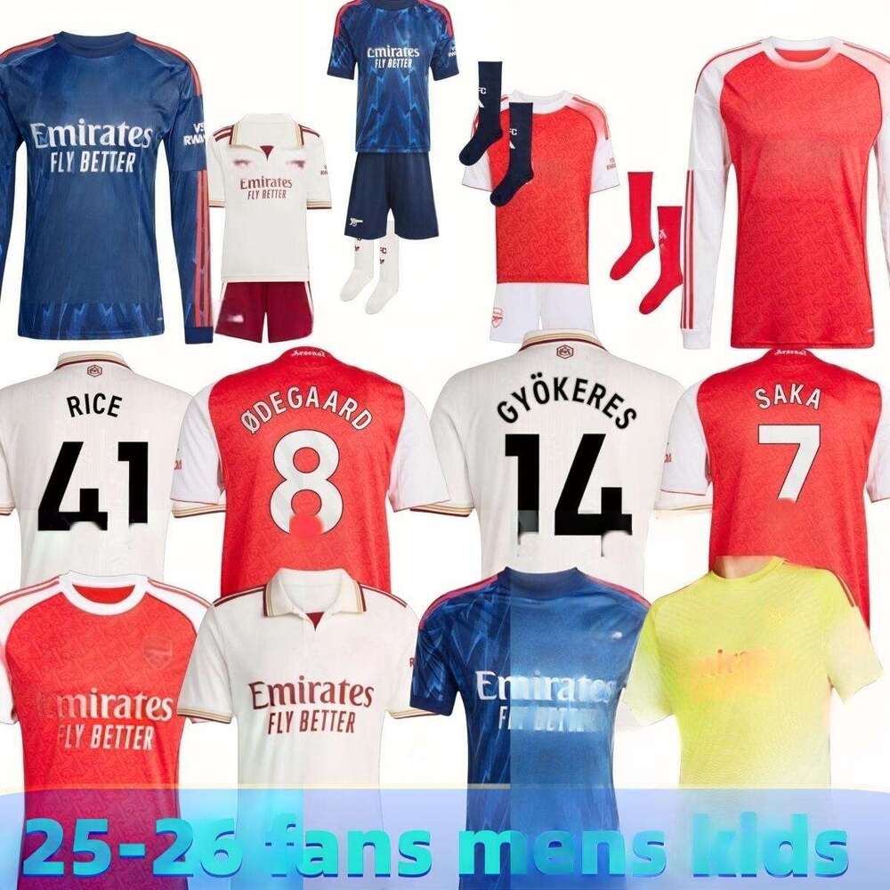 25 26 SAKA Soccer Jerseys ODEGAARD RICE HAVERTZ NWANERI MARTINELLI Calafiori NKETIAH SALIBA TROSSARD JESUS2025 2026 Football Shirt Kids Child Training Kit uniform