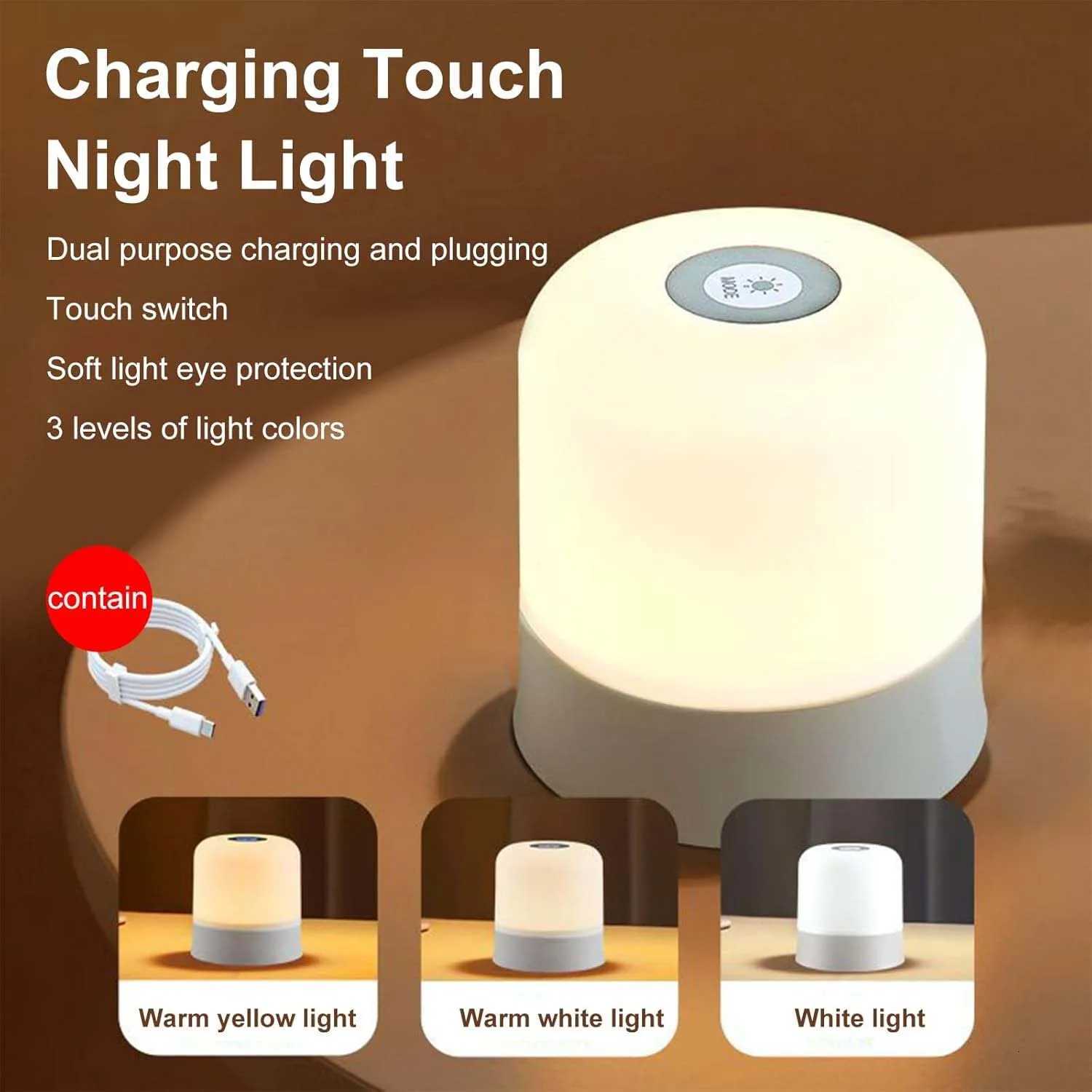 1pcPortable Baby Night Light3 Colours Egg Light for NurseryRechargeable Night Light for KidsSmall Cordless TableBedside Lamp M251114