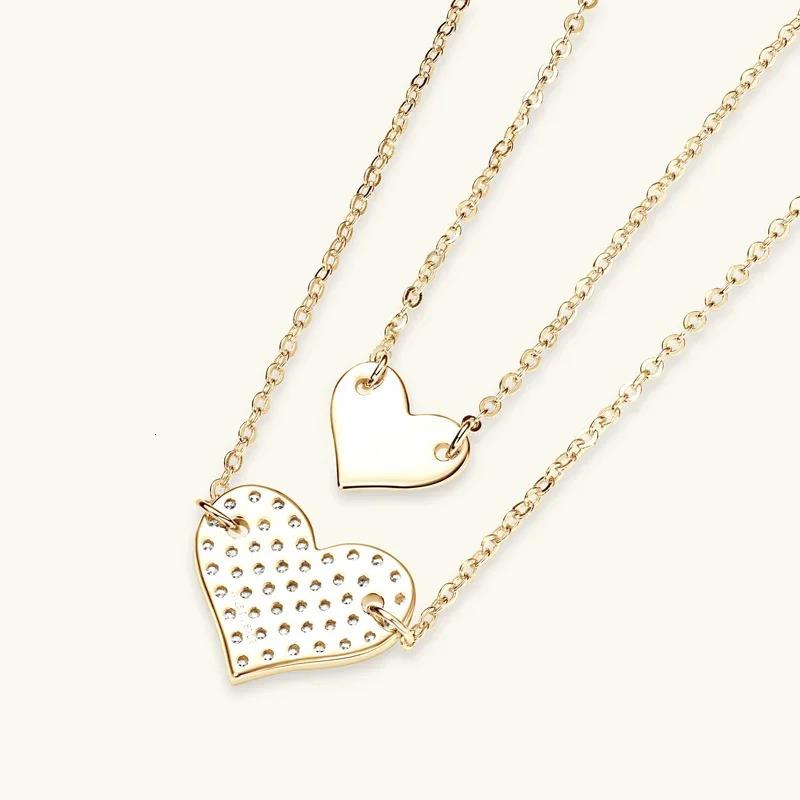 Collar Plata 925 Sterling Silver Heart Pendant Necklace 1.5mm 1.3mm Necklaces For Women Double Chain Jewellry 250411