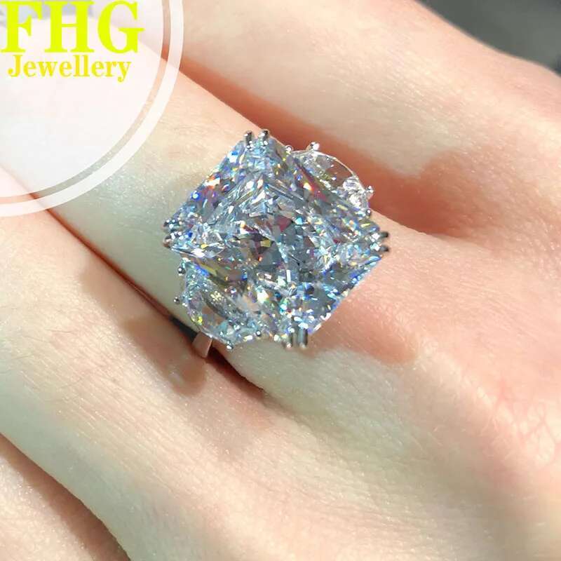 1 2 3 4 5 Carat Au750 18K White Gold Ring DVVS1 Radiant shape moissanite Diamonds Wedding Party Engagement Anniversary Ring