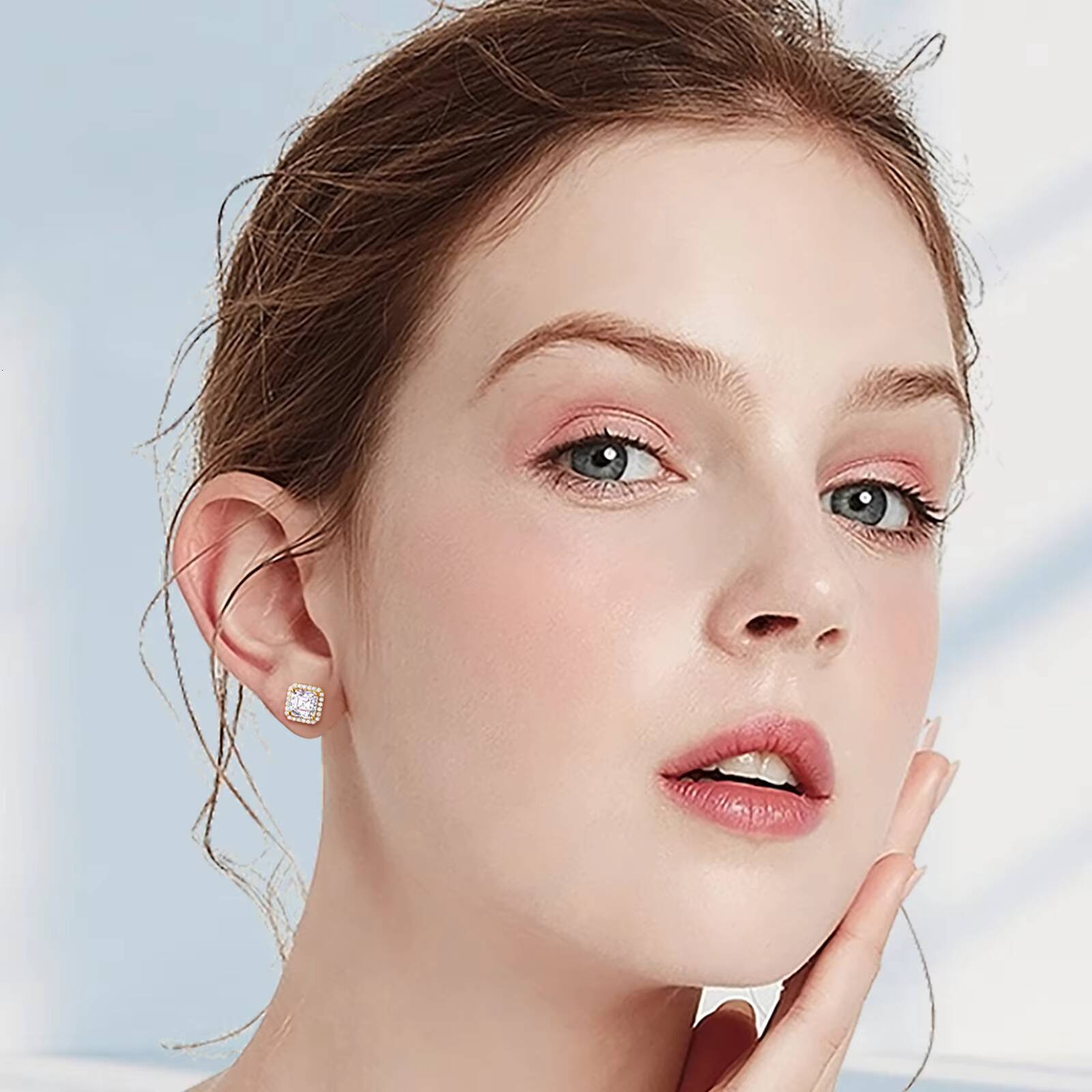 Luxury Women Wedding Gift Jewelry 925 Sterling Silver VVS Asscher Cut Moissanite Diamond Cluster Square Stud Earrings